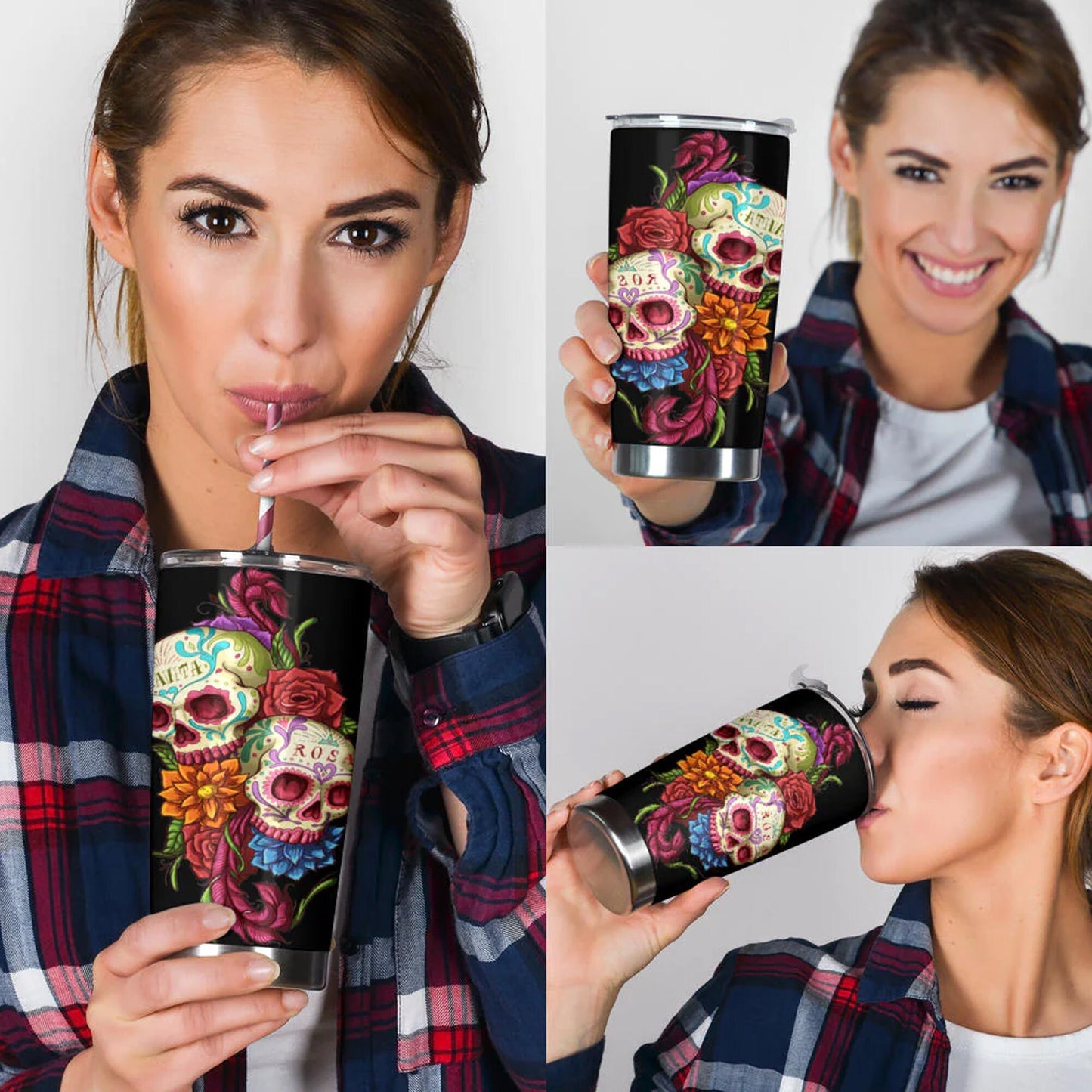 Dia de los muertos skull cup, floral sugar skull mug, dia de los muertos skull travel mug, sugar skull travel mug, candy skull travel mug