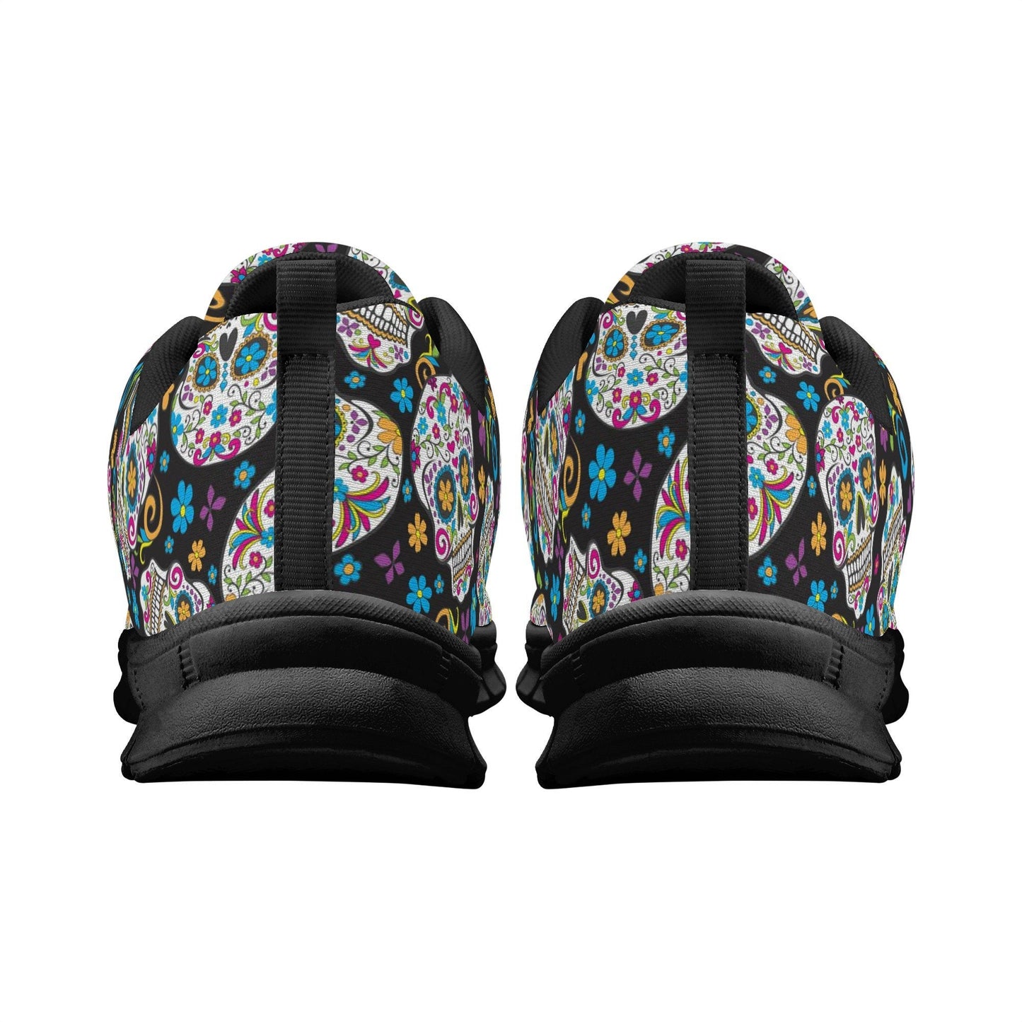 Floral sugar skull unisex sneakers, dia de los muertos skull lifestyle footwear, floral skull lifestyle footwear, floral sugar skull shoes