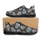 Floral sugar skull unisex sneakers, dia de los muertos skull lifestyle footwear, floral skull lifestyle footwear, floral sugar skull shoes