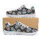 Floral sugar skull unisex sneakers, dia de los muertos skull lifestyle footwear, floral skull lifestyle footwear, floral sugar skull shoes