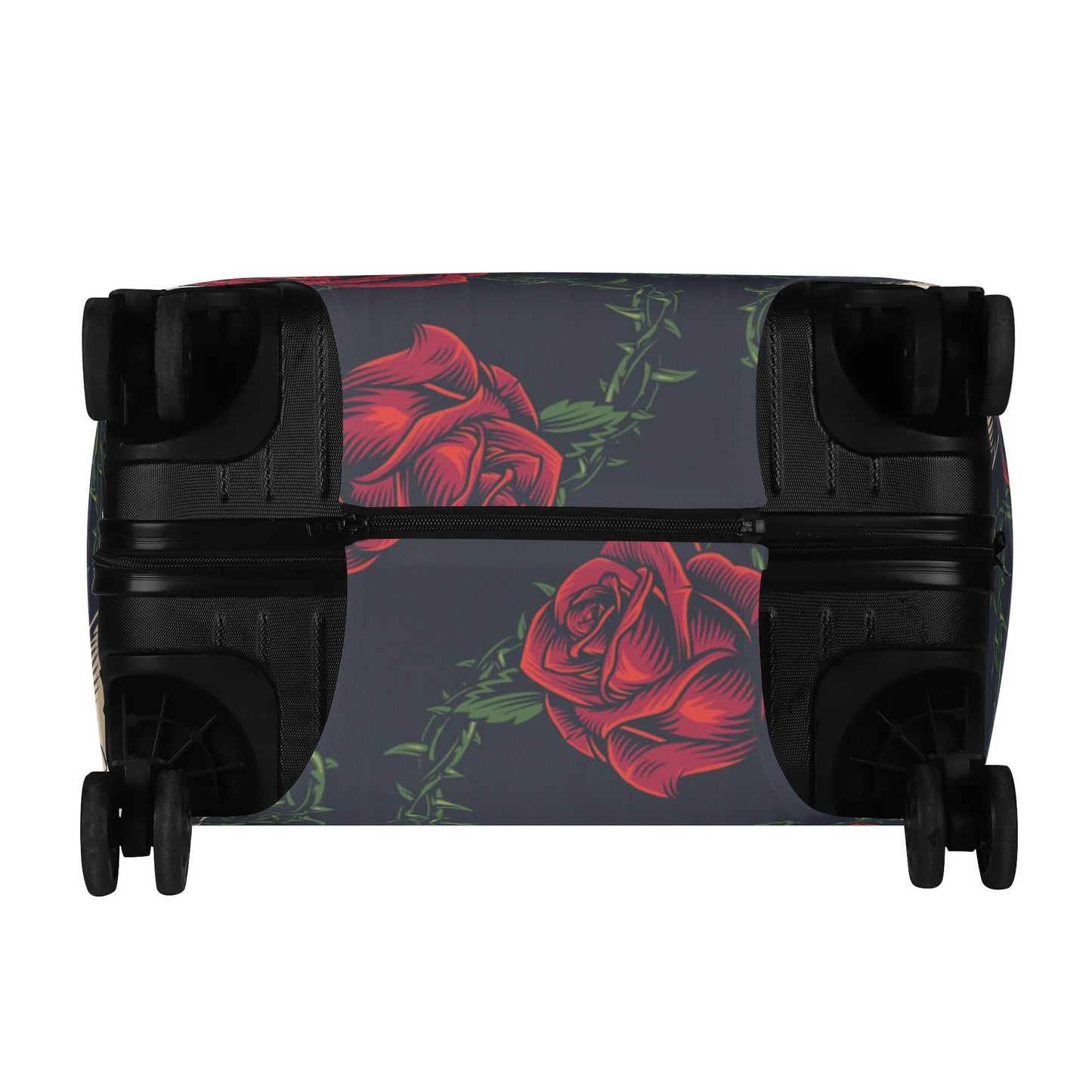 Floral skull luggage protector, floral skull suitcase cover, skull in fire luggage cover protector, horror suitcase luggage cover protector