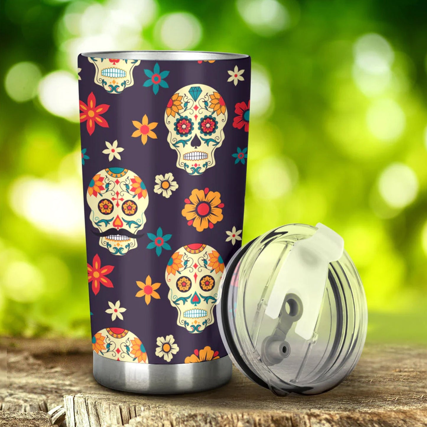 Mexico travel mug, day of the dead tumblr, floral sugar skull beer mug, day of the dead jumbo Mug, floral skull freezer Mug, candy skull cup