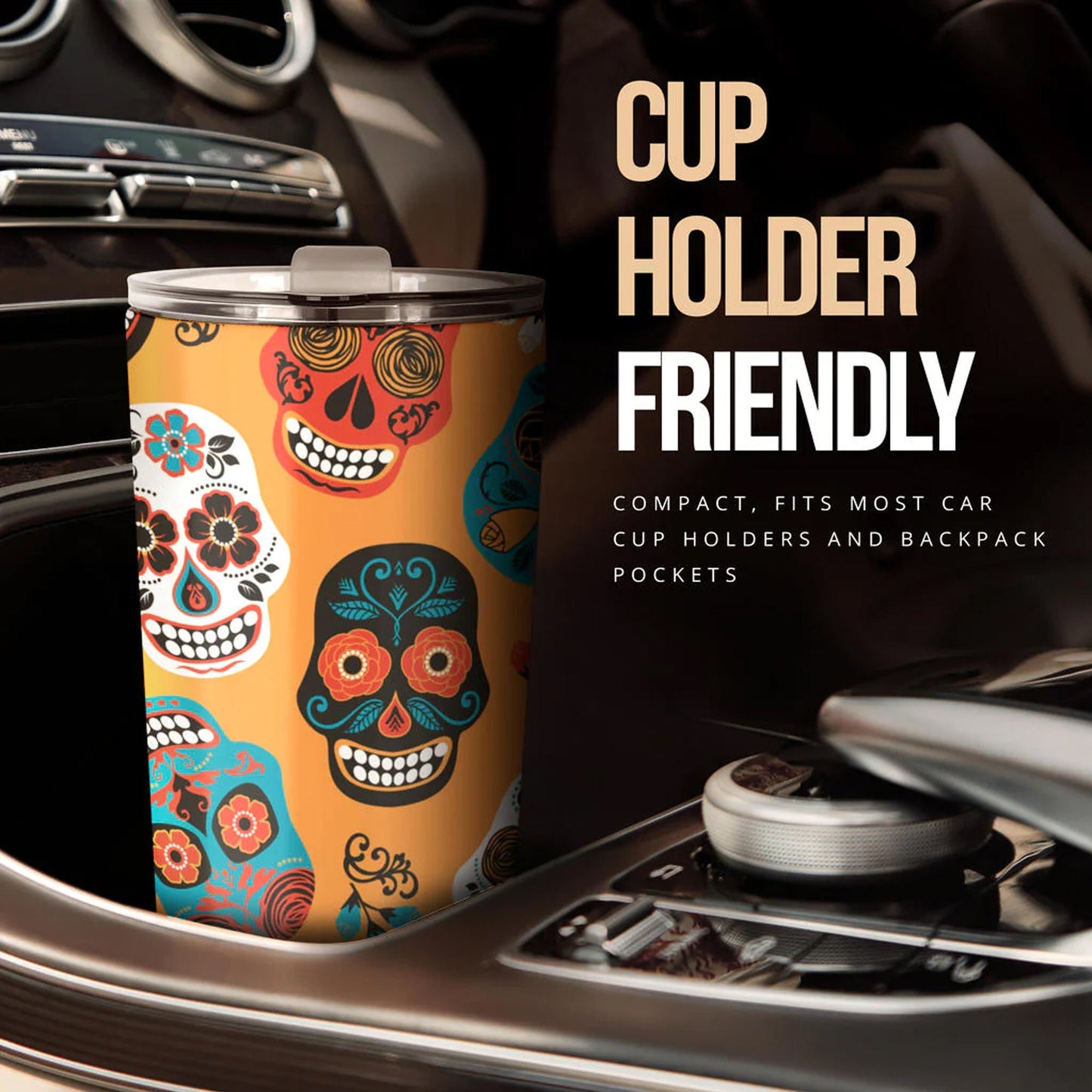 Mexican skull freezer Mug, day of the dead beer mug, sugar skull girl tumbler, cinco de mayo skull tumbler cup mug, mexican skull tumbler