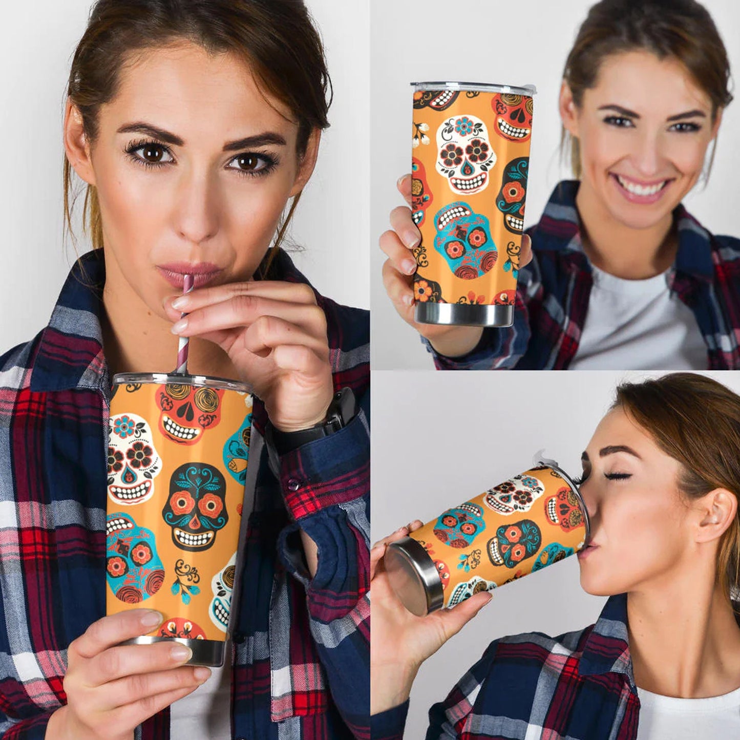 Mexican skull freezer Mug, day of the dead beer mug, sugar skull girl tumbler, cinco de mayo skull tumbler cup mug, mexican skull tumbler