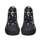 Floral skull shoes gift, floral skull high-top shoes, candy skull shoes for her, mexican skull men shoes mexican skull canvas shoes sneakers