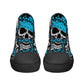 Horror causual sneakers, skull in fire shoes for him, grim reaper women sneakers, flame skull canvas sneakers, skeleton women sneakers shoes