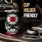 Skull in fire jumbo Mug, evil cup, gothic skull tumbler cup mug, skeleton cup, flower skull freezer Mug, evil beer mug, flower skull mug cup