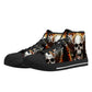 Biker skull hight top sneakers, flower skull canvas shoes, evil women shoes, motorcycle skull canvas shoes, Motorcycle women sneakers shoes