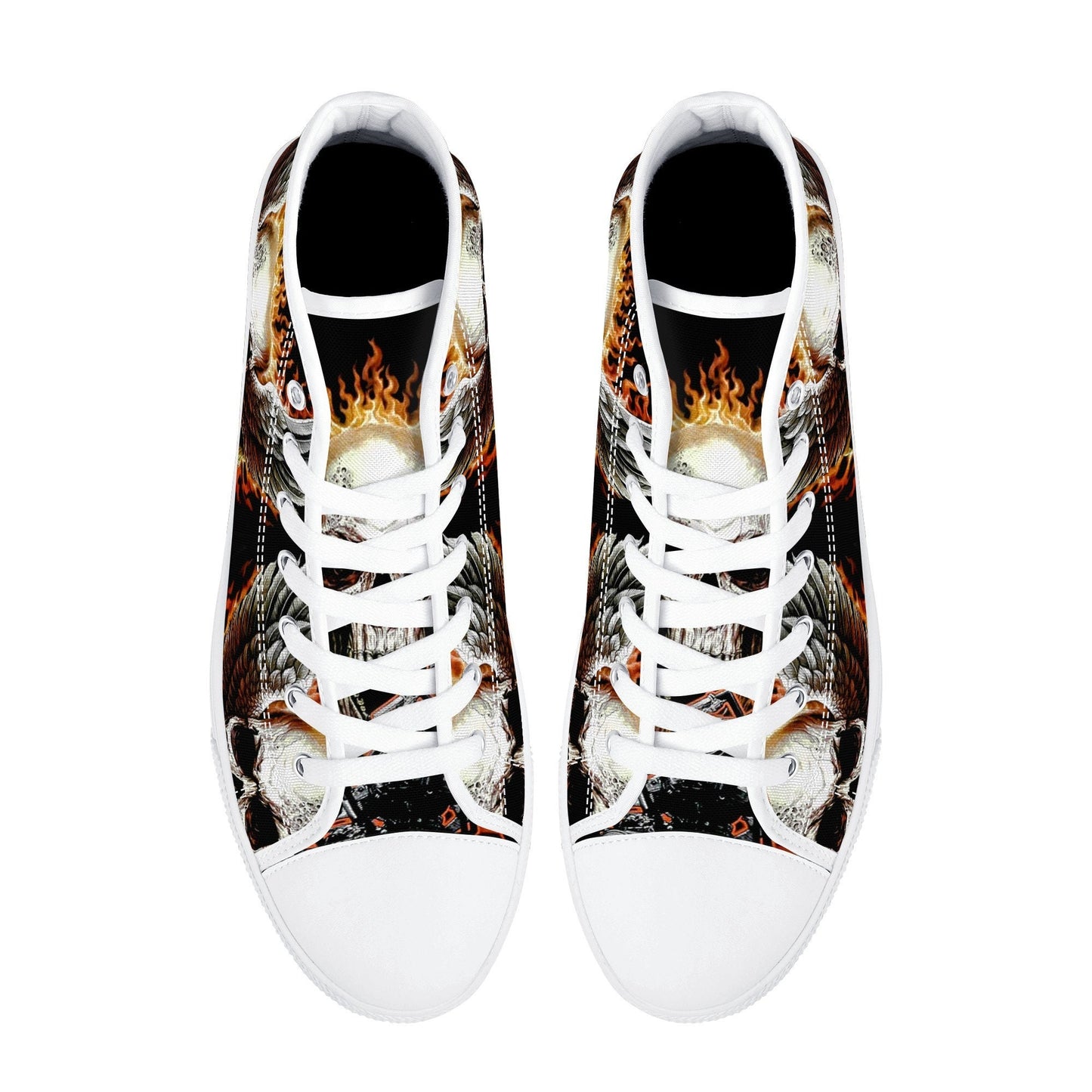 Biker skull hight top sneakers, flower skull canvas shoes, evil women shoes, motorcycle skull canvas shoes, Motorcycle women sneakers shoes