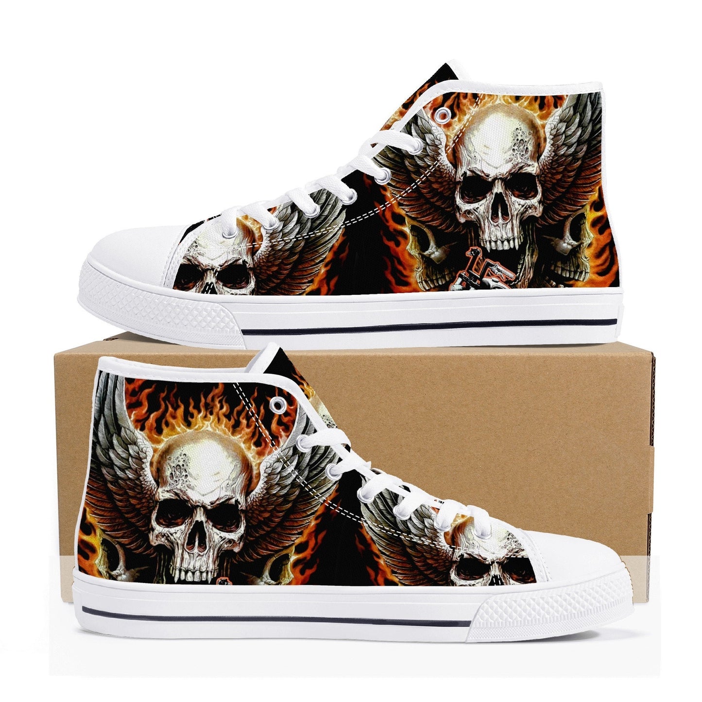 Biker skull hight top sneakers, flower skull canvas shoes, evil women shoes, motorcycle skull canvas shoes, Motorcycle women sneakers shoes