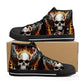 Biker skull hight top sneakers, flower skull canvas shoes, evil women shoes, motorcycle skull canvas shoes, Motorcycle women sneakers shoes