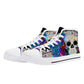 Flower skull high top shoes, flower skull shoes, floral skull women shoes biker skull women shoes motorcycle skull shoes for him, goth shoes