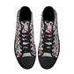 Mexican skull women sneakers, candy skull hight top sneakers, calaveras skull high-top shoes, floral sugar skull shoes gift, calaveras skull