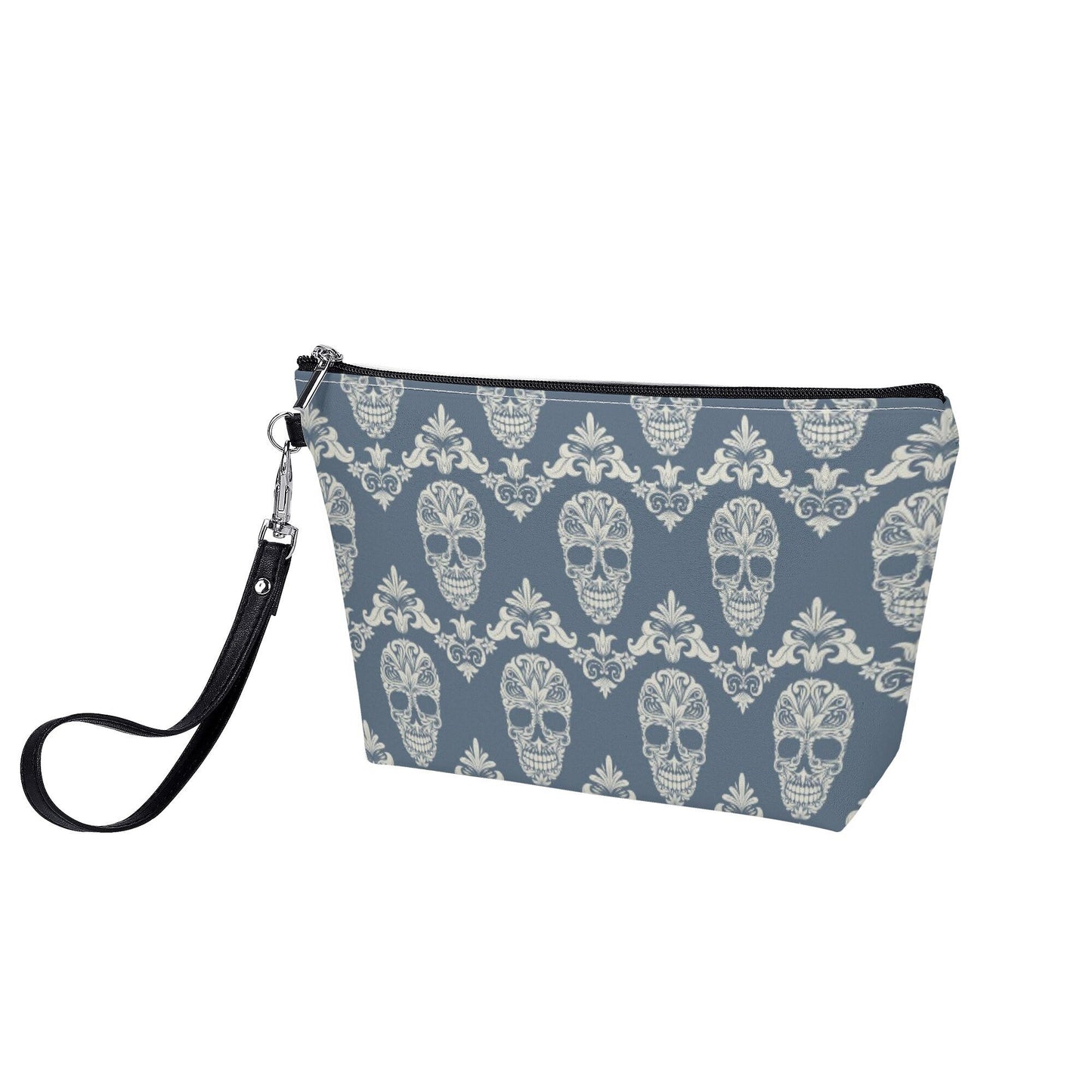 Floral sugar skull cosmetic bag, sugar skull tote bag, sugar skull wallet, mexican skull bag with shoulder strap, mexican skull cosmetic bag