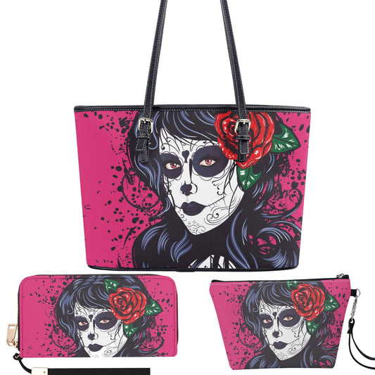 Mexican skull messenger bag, sugar skull travel bag, cinco de mayo skull travel bag, cinco de mayo skull wallet, floral sugar skull handbag