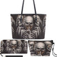 Evil travel bag, goth handbag, flaming skull purse, skeleton cosmetic bag, skeleton long wallet, skull in fire travel bag, christmas skull
