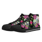 Day of the dead high-top shoes, mexico canvas shoes, floral skull shoes gift, cinco de mayo skull high-top shoes, sugar skull high-top shoes