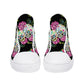 Day of the dead high-top shoes, mexico canvas shoes, floral skull shoes gift, cinco de mayo skull high-top shoes, sugar skull high-top shoes