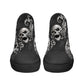 Gothic skull canvas sneakers, gothic skull shoes gift, flower skull women shoes, rose skull canvas shoes, goth canvas shoes, skull hight top