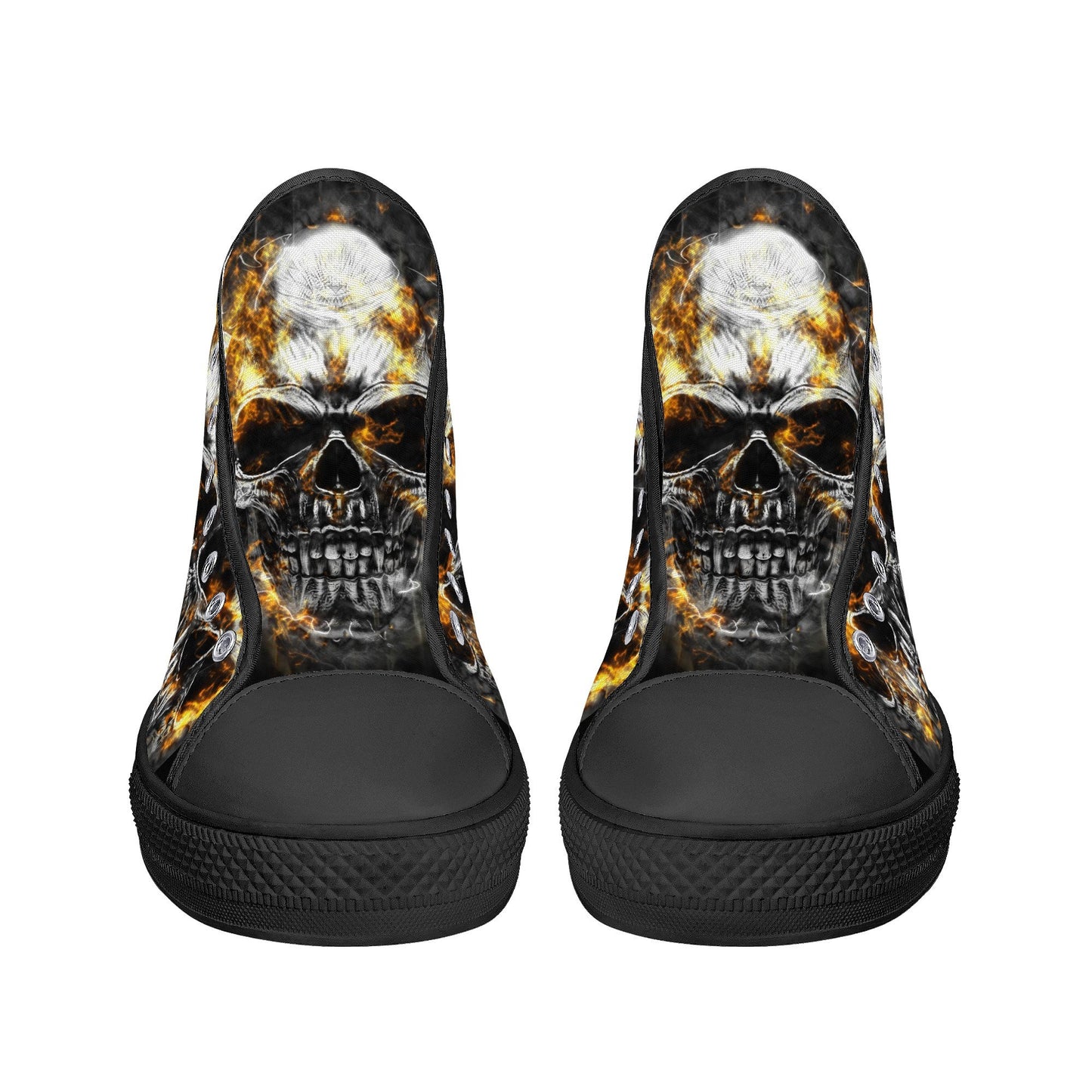 Flaming skull canvas sneakers, flame gothic skull shoes gift, reaper skull women shoes, rose skull canvas shoes, goth canvas shoes sneakers