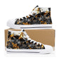 Flaming skull canvas sneakers, flame gothic skull shoes gift, reaper skull women shoes, rose skull canvas shoes, goth canvas shoes sneakers