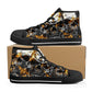 Flaming skull canvas sneakers, flame gothic skull shoes gift, reaper skull women shoes, rose skull canvas shoes, goth canvas shoes sneakers