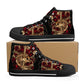 Gothic canvas shoes, halloween high top shoes, biker skull shoes gift, horror causual shoes, biker skull high-top shoes, floral skull shoes