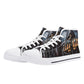 Grim reaper game over skull canvas shoes, reaper skull high top shoes biker skull shoes gift horror causual shoes biker skull high-top shoes
