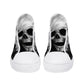 Skull women shoes, biker skull shoes for him, goth men shoes, evil sneakers, punisher skull canvas sneakers, horror canvas sneakers shoes