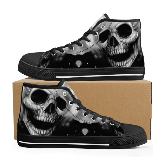 Skull women shoes, biker skull shoes for him, goth men shoes, evil sneakers, punisher skull canvas sneakers, horror canvas sneakers shoes