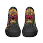 Floral sugar skull sneakers, sugar skull girl hight top sneakers, cinco de mayo skull women shoes, day of the dead women sneakers shoes