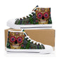 Floral sugar skull sneakers, sugar skull girl hight top sneakers, cinco de mayo skull women shoes, day of the dead women sneakers shoes