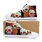 Floral skull canvas sneakers, floral sugar skull hight top sneakers, mexican skull high-top shoes, sugar skull sneakers sugar skull shoes