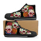 Floral skull canvas sneakers, floral sugar skull hight top sneakers, mexican skull high-top shoes, sugar skull sneakers sugar skull shoes
