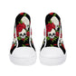 Floral skull shoes for him, punisher skull women sneakers skull causual sneakers biker skull shoes skeleton sneakers gift, death skull shoes