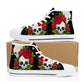 Floral skull shoes for him, punisher skull women sneakers skull causual sneakers biker skull shoes skeleton sneakers gift, death skull shoes