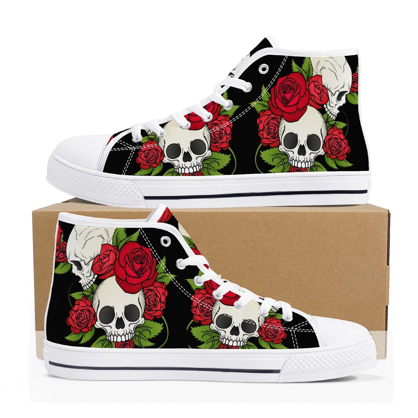 Floral skull shoes for him, punisher skull women sneakers skull causual sneakers biker skull shoes skeleton sneakers gift, death skull shoes