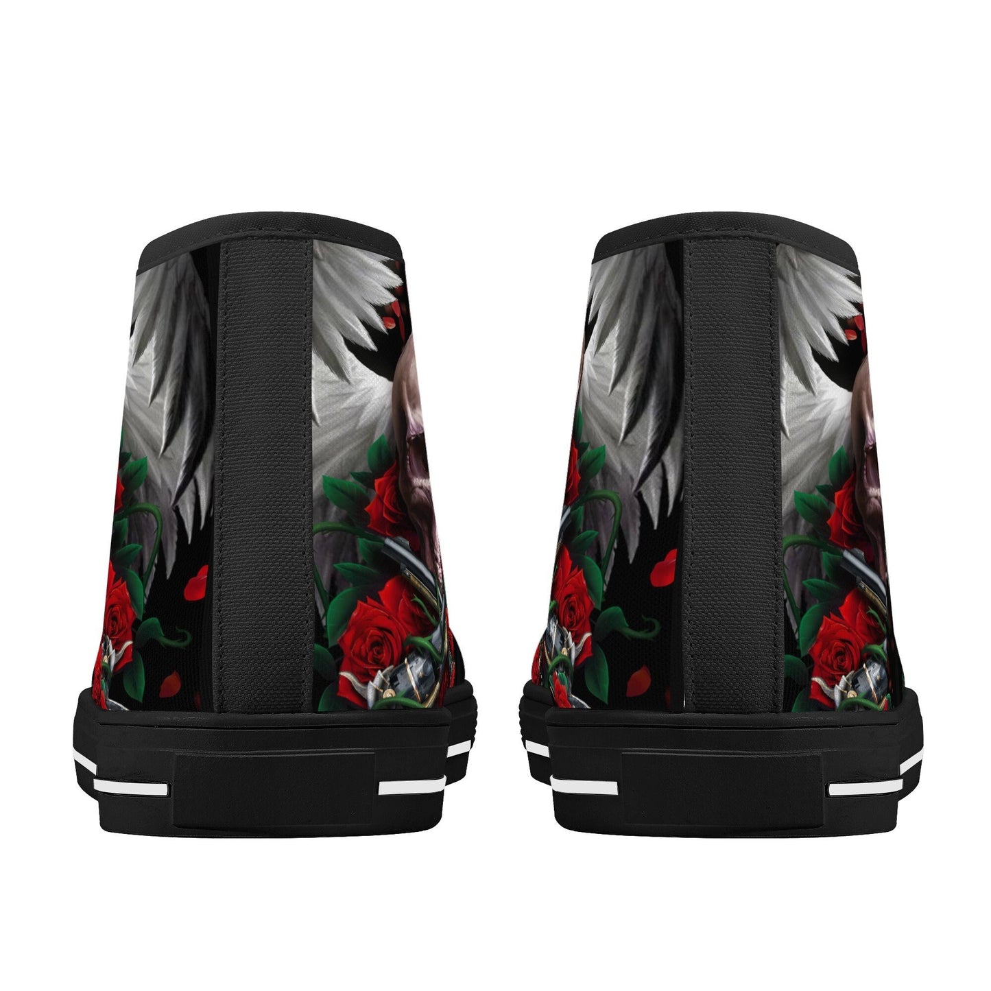 Gothic skull men sneakers, skull canvas sneakers, flower skull shoes for her, biker skull women shoes, flaming skull causual shoes sneakers