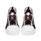 Gothic skull men sneakers, skull canvas sneakers, flower skull shoes for her, biker skull women shoes, flaming skull causual shoes sneakers