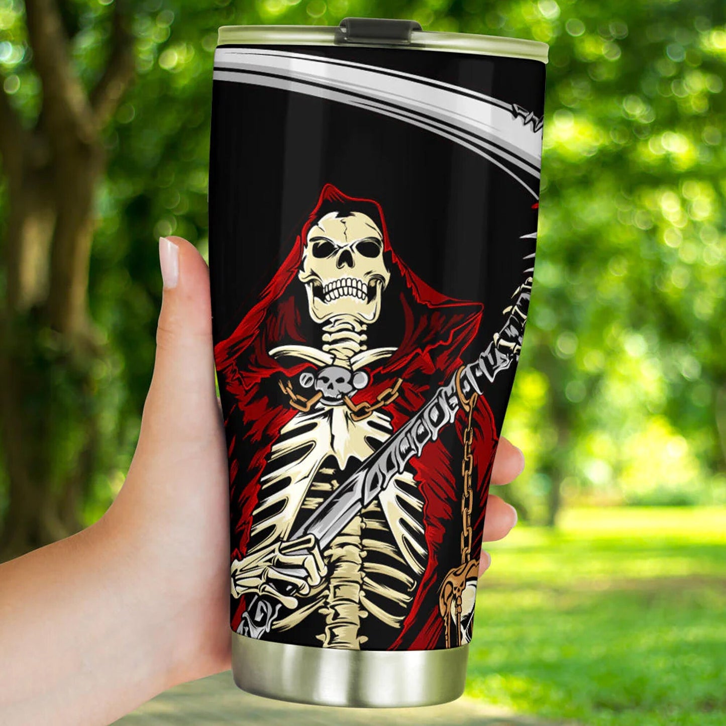 Halloween beer mug, evil jumbo Mug, skull in fire tumbler cup mug, gothic skull tumblr, floral skull travel mug, skeleton tumbler cup mug