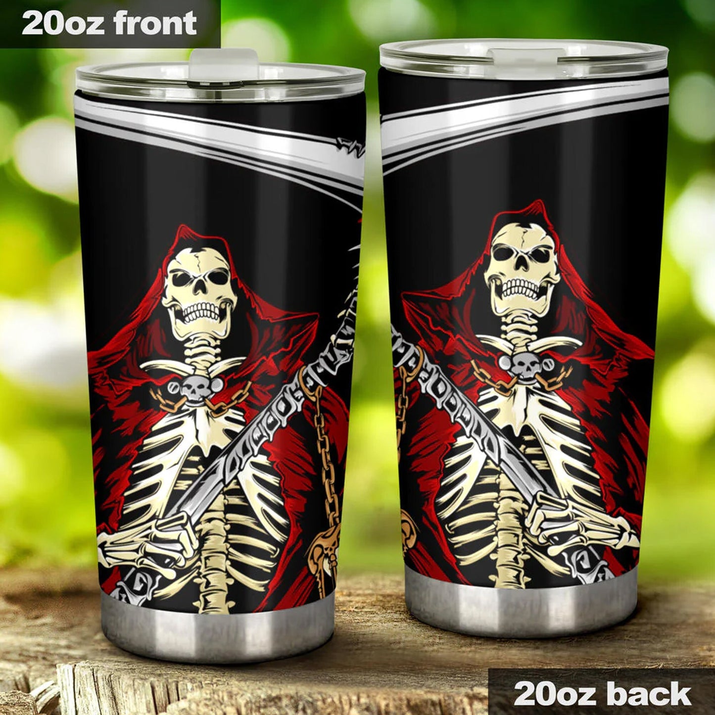 Halloween beer mug, evil jumbo Mug, skull in fire tumbler cup mug, gothic skull tumblr, floral skull travel mug, skeleton tumbler cup mug