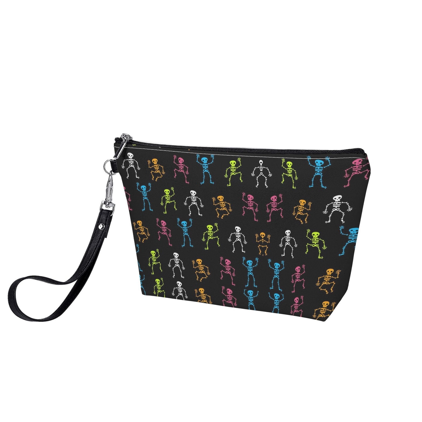 Skeleton cosmetic bag, evil cosmetic bag, floral skull travel bag, flame skull messenger bag, goth messenger bag, halloween crossbody bag