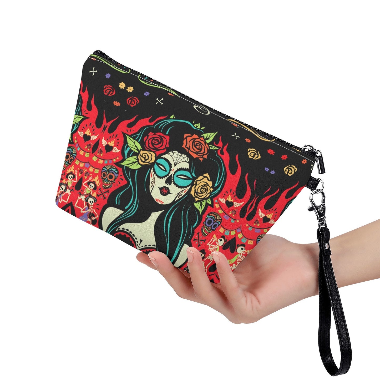 Mexico crossbody bag, sugar skull girl wallet, calaveras skull bag with shoulder strap, candy skull wallet, sugar skull girl handbag purse