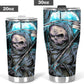 Motorcycle skull cup, horror beer mug, horror mug, grim reaper tumbler cup mug, biker skull travel mug, skull beer mug, flower skull tumblr