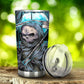 Motorcycle skull cup, horror beer mug, horror mug, grim reaper tumbler cup mug, biker skull travel mug, skull beer mug, flower skull tumblr
