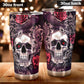 Skeleton tumbler, death skull jumbo Mug, motorcycle skull tumbler cup mug, flower skull coffee mug grim reaper coffee mug, flaming skull mug