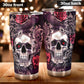 Skeleton tumbler, death skull jumbo Mug, motorcycle skull tumbler cup mug, flower skull coffee mug grim reaper coffee mug, flaming skull mug