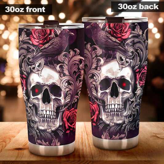 Skeleton tumbler, death skull jumbo Mug, motorcycle skull tumbler cup mug, flower skull coffee mug grim reaper coffee mug, flaming skull mug