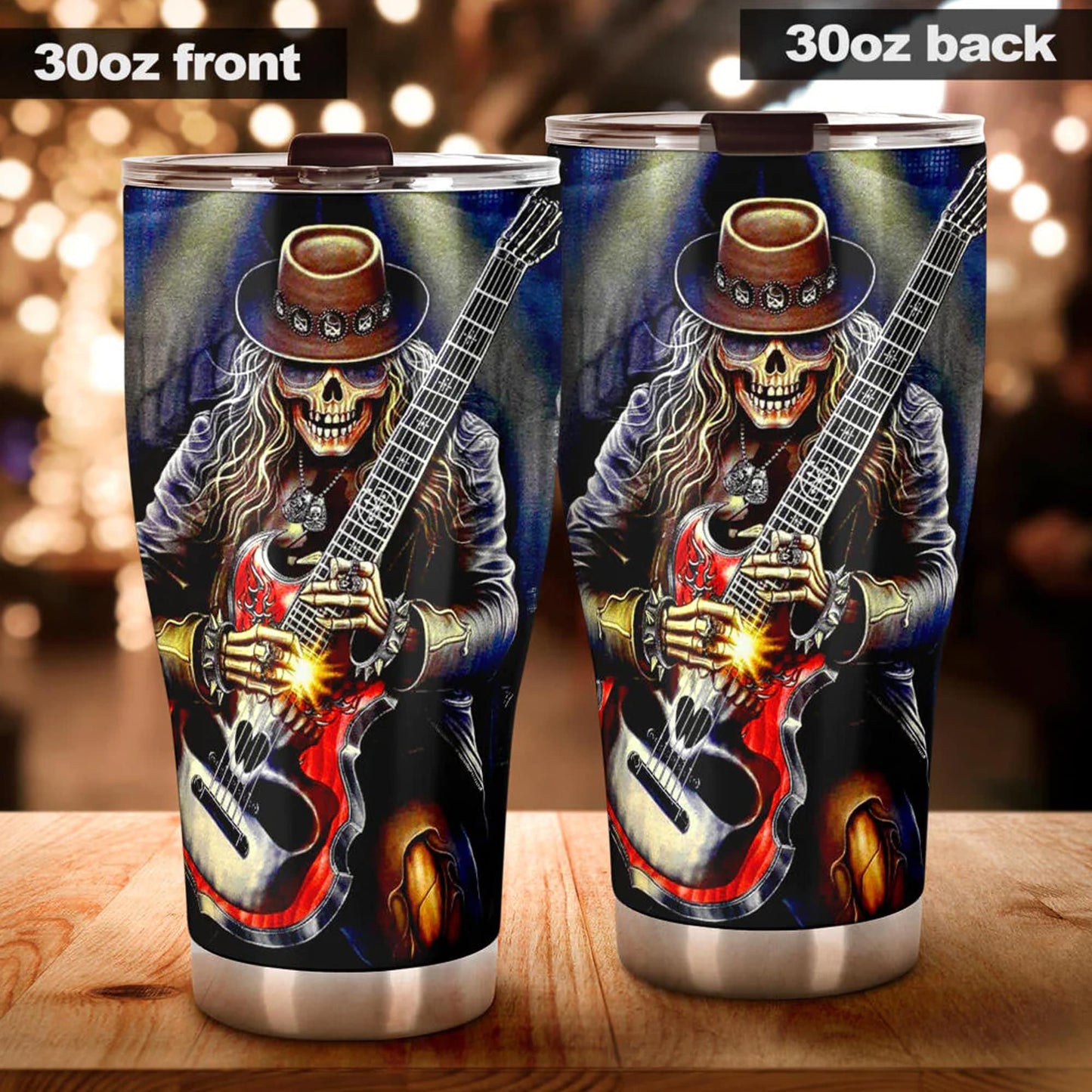Guitarist skull Mug, punisher skull tumbler, goth tumblr, death skull tumblr, grim reaper coffee mug, gothic skull mug, skeleton travel mug