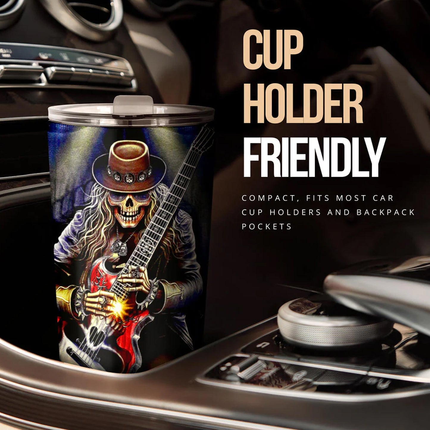 Guitarist skull Mug, punisher skull tumbler, goth tumblr, death skull tumblr, grim reaper coffee mug, gothic skull mug, skeleton travel mug